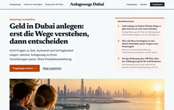 Startseite von geldanlegendubai.de